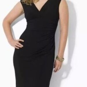 LAUREN Ralph Lauren black cocktail rouched bodycon party dress. Size 8